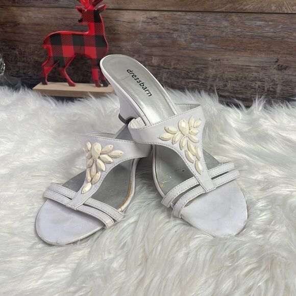 Dressbarn Ladies Elise White Slide on Heel Sandals, Size 7M - Picture 2 of 8